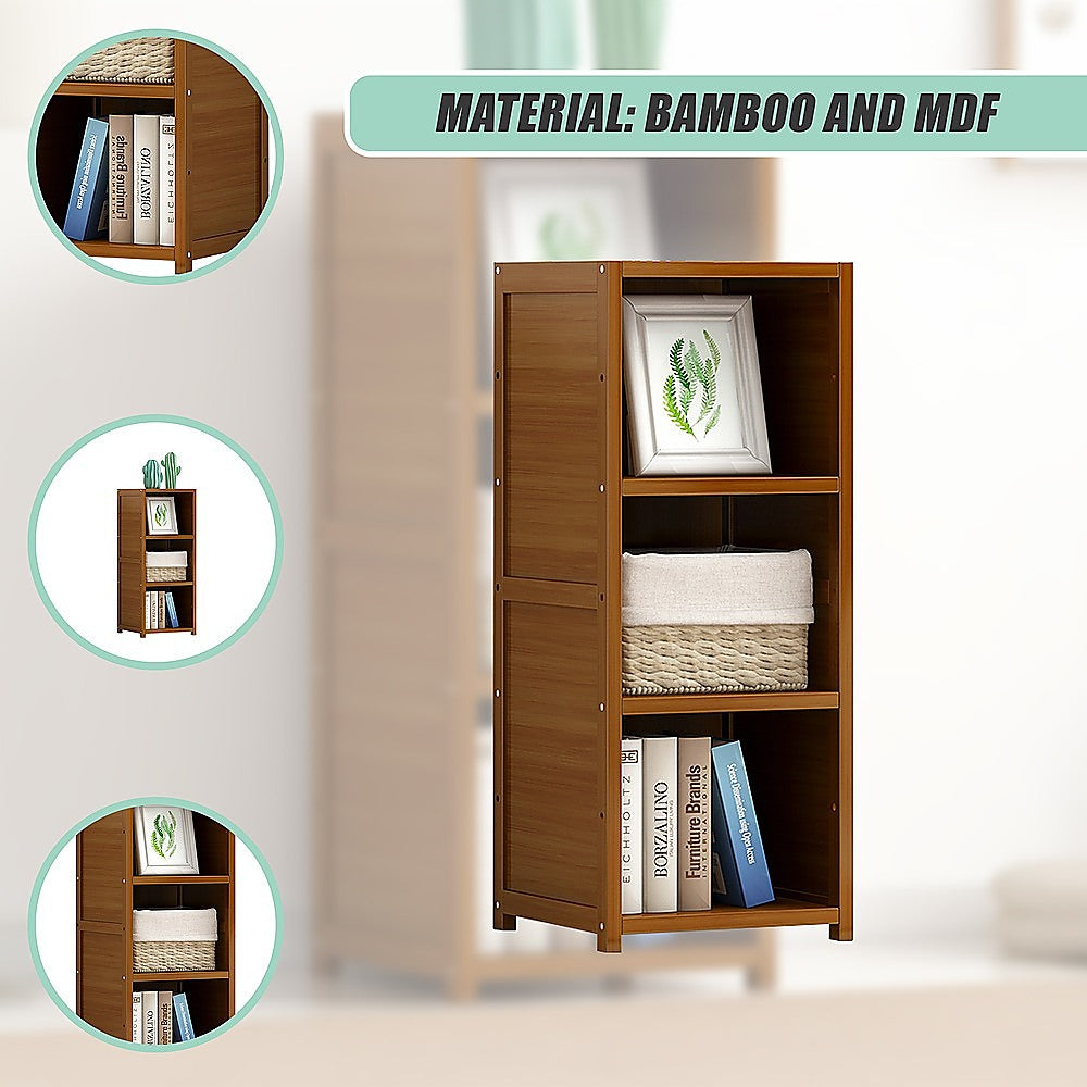 Bamboo Adjustable Shelf Bookcase Display Storage Rack Stand Livingroom Bedroom 6