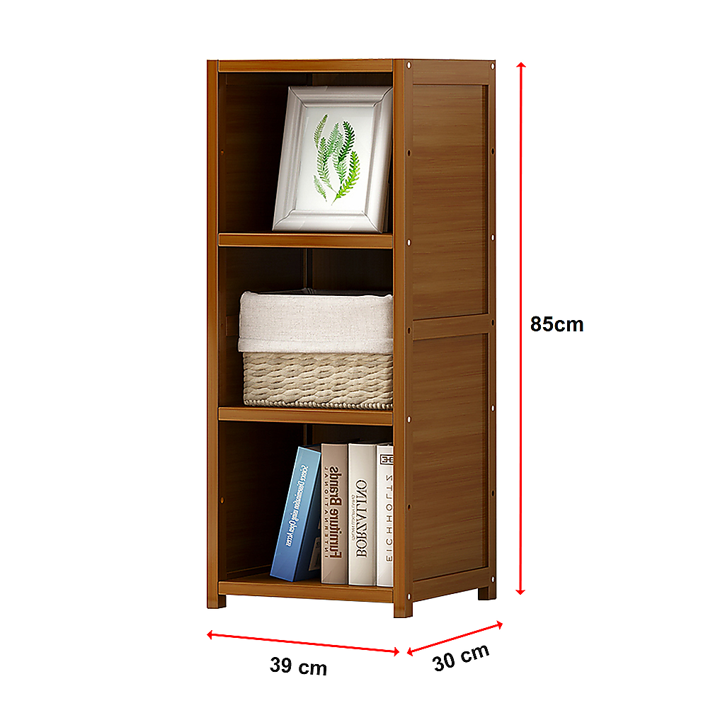 Bamboo Adjustable Shelf Bookcase Display Storage Rack Stand Livingroom Bedroom 10