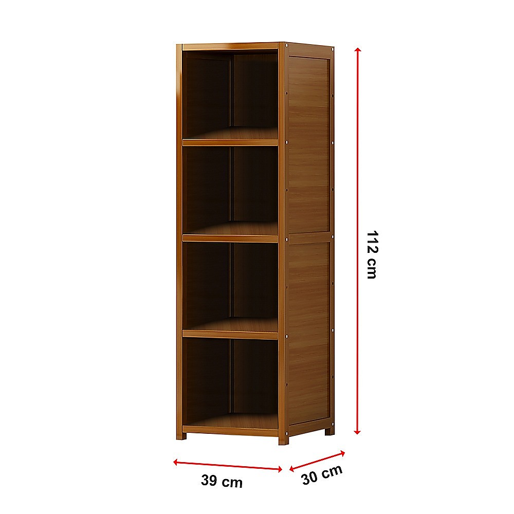 Bamboo Shelf Bookcase Display Storage Rack Stand Livingroom Bedroom 7
