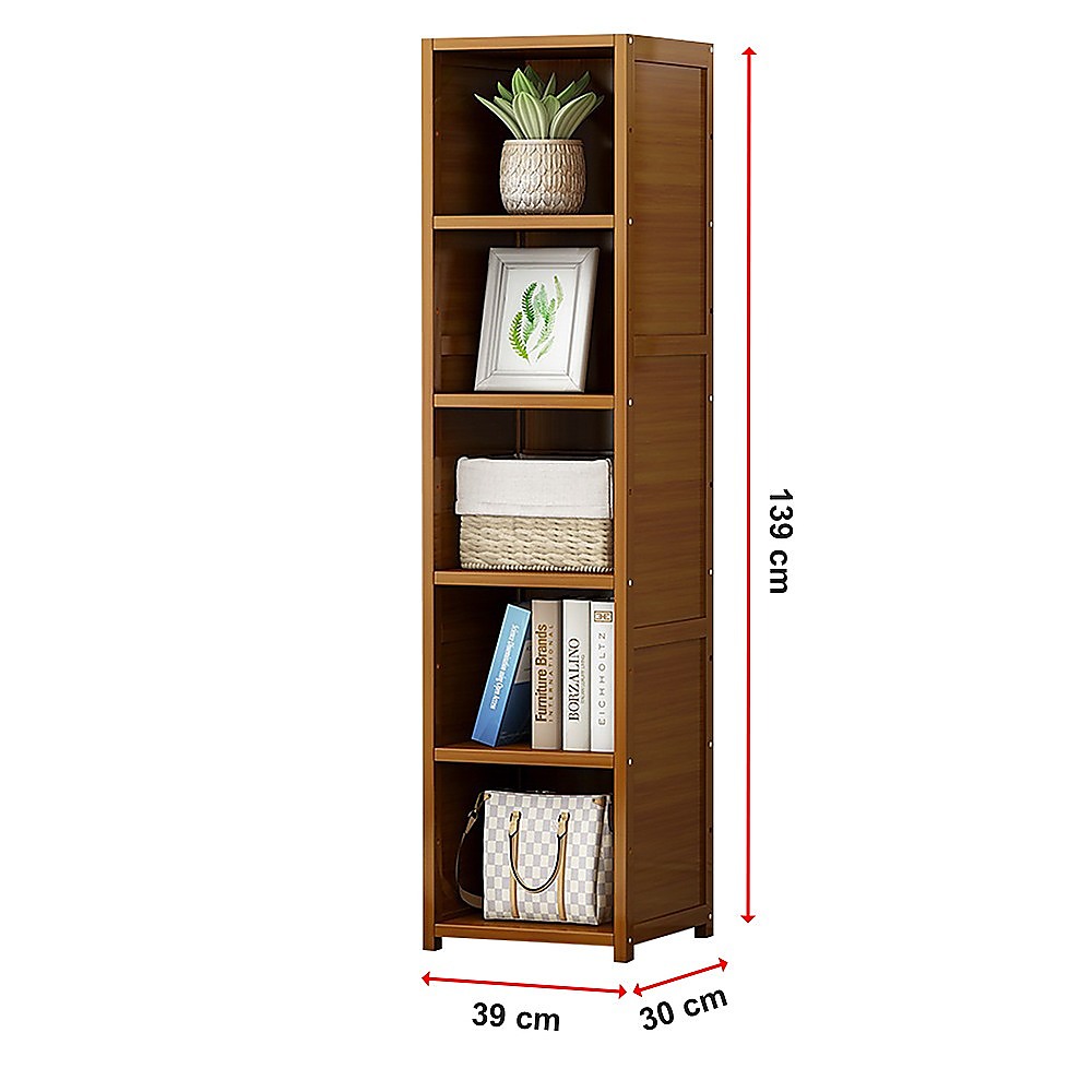 Bamboo Shelf Bookcase Display Storage Rack Stand Livingroom Bedroom 8