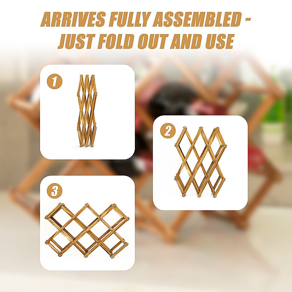 Wooden Wine Rack Freestanding 10 Bottles Countertop Storage 6