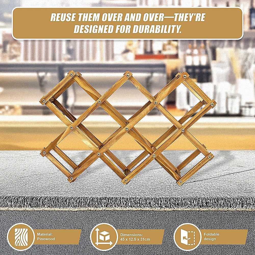 Wooden Wine Rack Freestanding 10 Bottles Countertop Storage 10