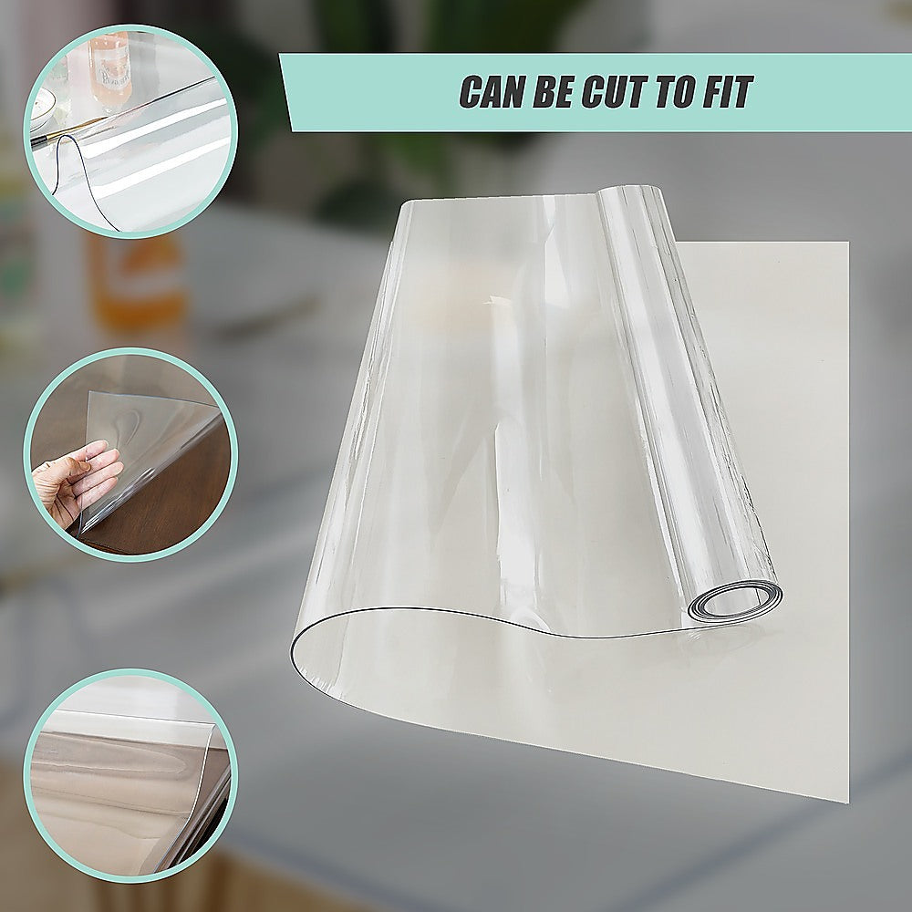 PVC Tablecloth Protector 107X213.4CM Clear Plastic Table Cloth Cover Transparent 7
