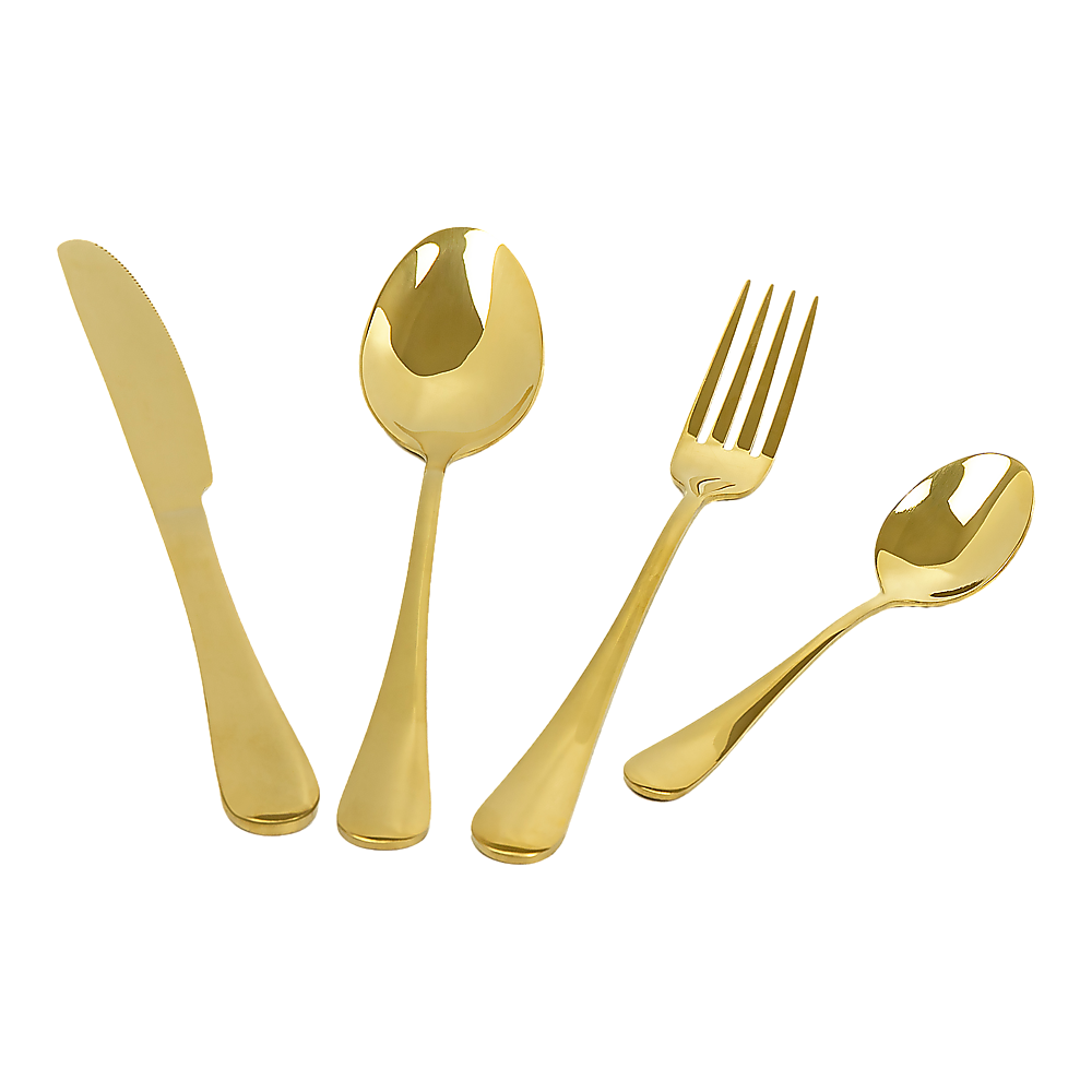 24-piece Gold Cutlery Flatware Stainless Steel Silverware Set Reflective Mirror Finish 3