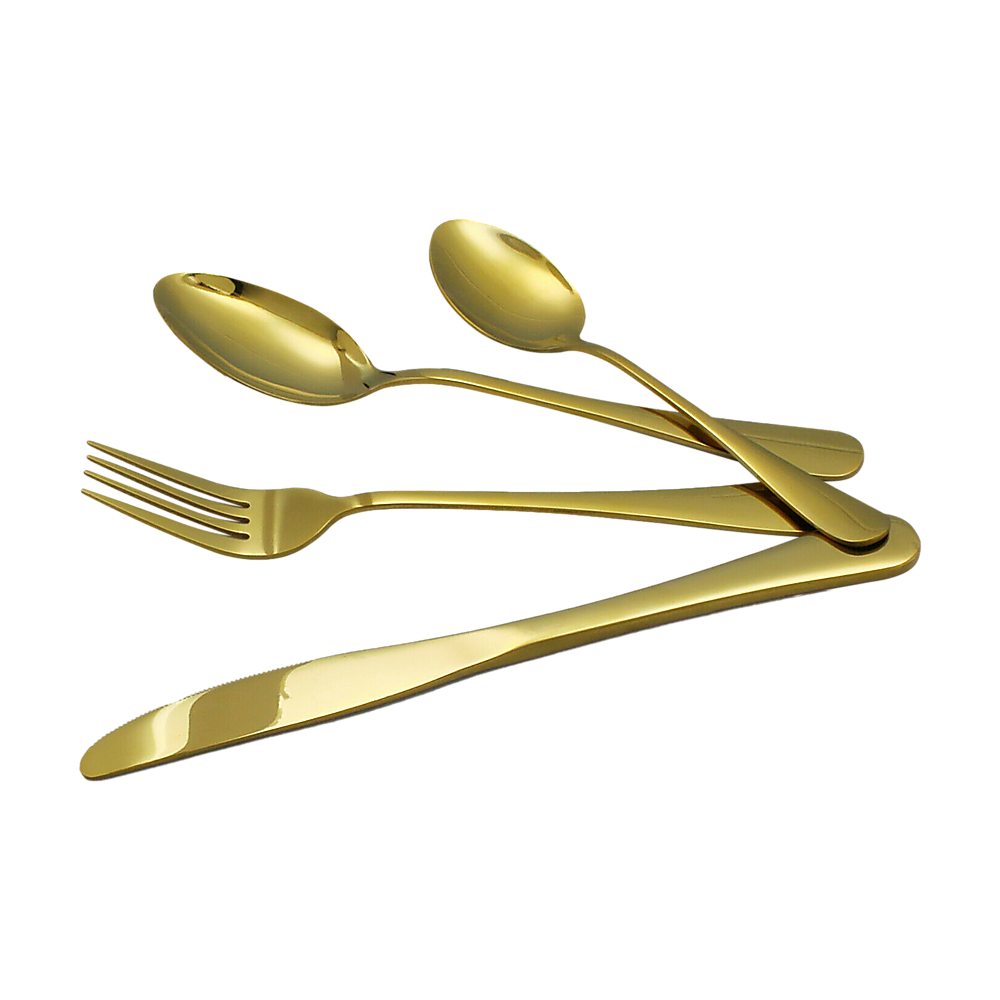 24-piece Gold Cutlery Flatware Stainless Steel Silverware Set Reflective Mirror Finish 5