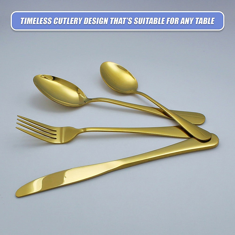 24-piece Gold Cutlery Flatware Stainless Steel Silverware Set Reflective Mirror Finish 7