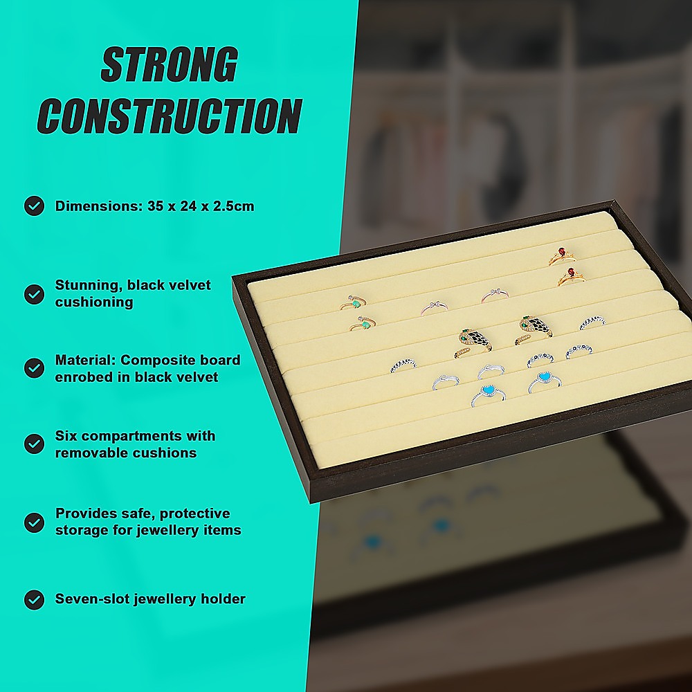 7 Slot Velvet Ring Earring Tray Storage Jewellery Display Display Stackable 10
