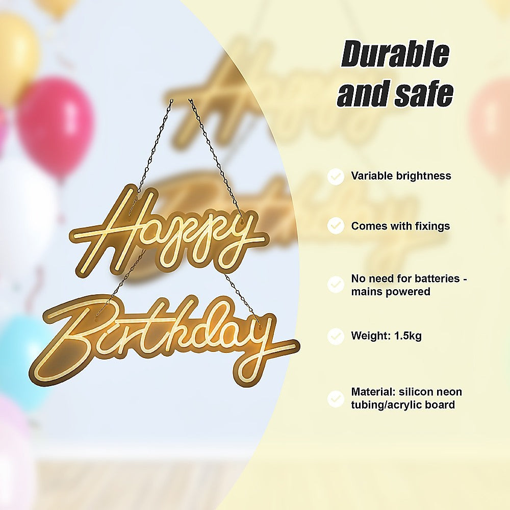 Happy Birthday Neon Sign Hanging Glowing Party Decoration 10