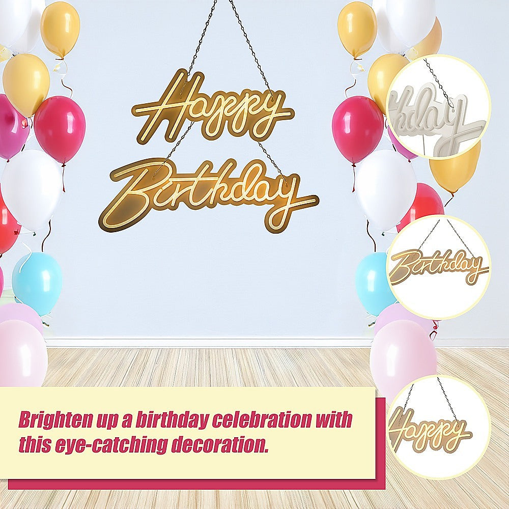Happy Birthday Neon Sign Hanging Glowing Party Decoration 6