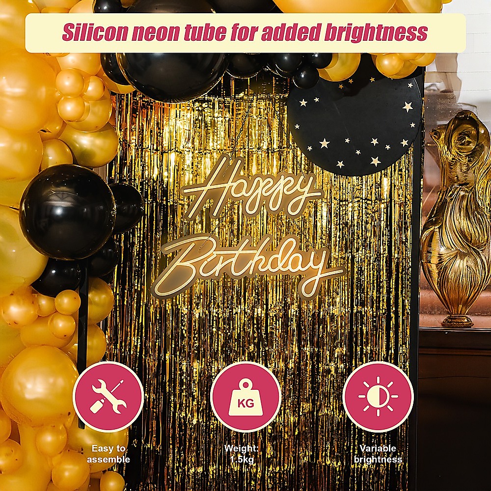 Happy Birthday Neon Sign Hanging Glowing Party Decoration 5