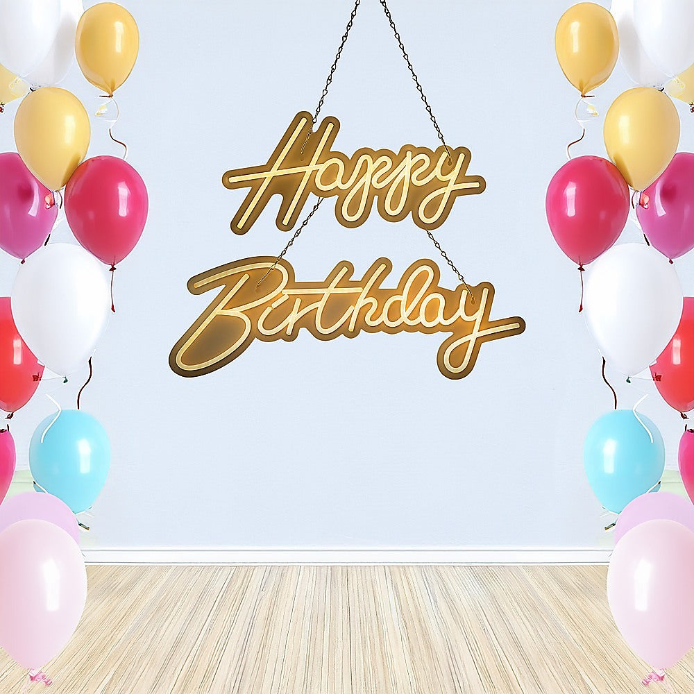 Happy Birthday Neon Sign Hanging Glowing Party Decoration 8
