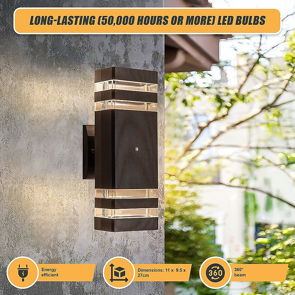 Modern 12" LED Up Down Wall Light dual Lamp Fixtures Outdoor Dusk to Dawn Sensor 9