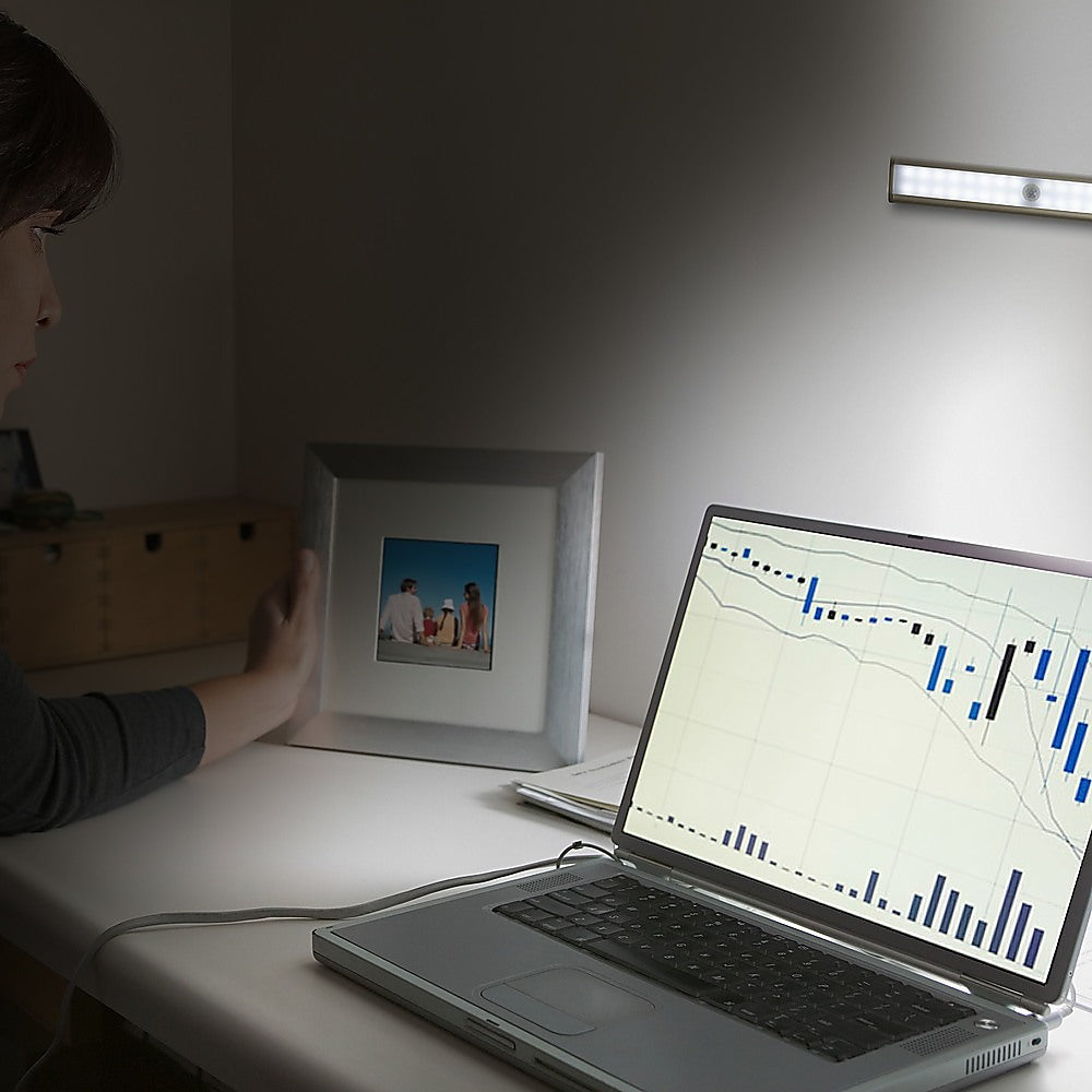 2 x 46 LED Stick-on Wireless Under Cabinet Light Rechargeable Motion Sensor Closet Lamp 3