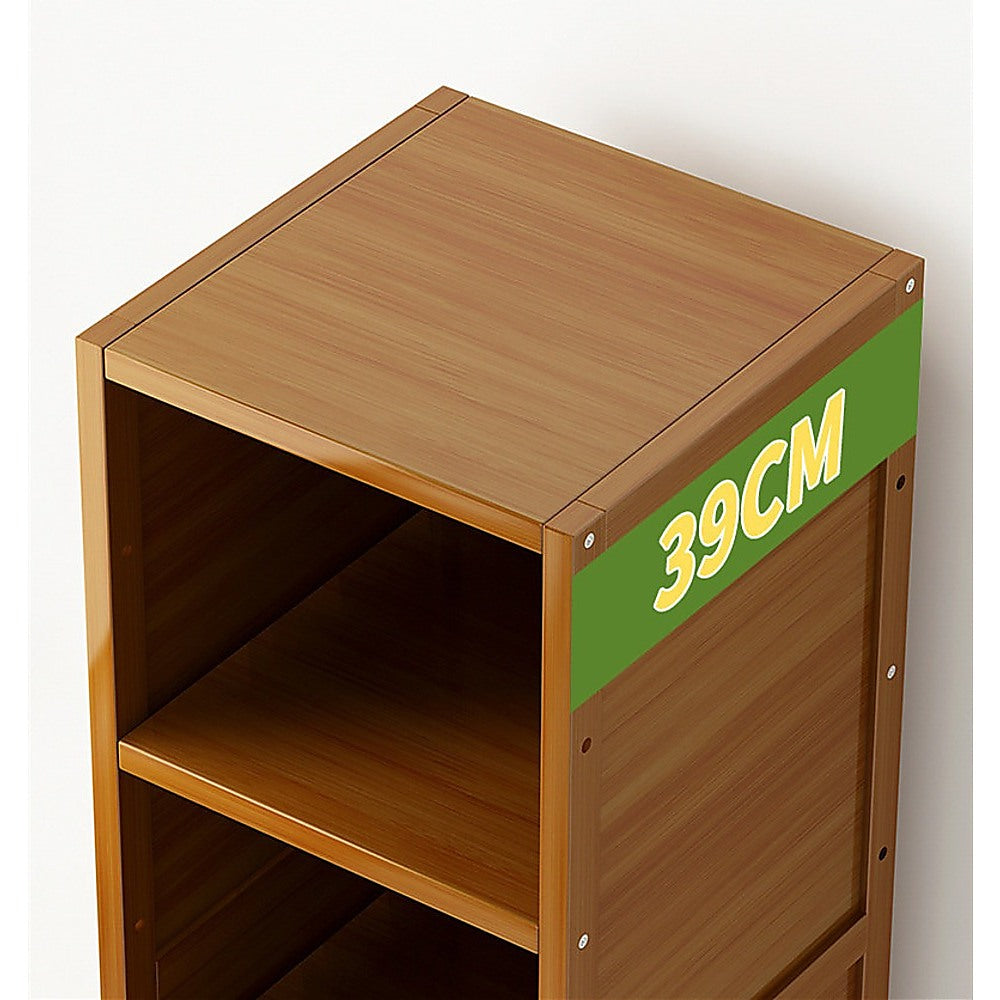 Bamboo Adjustable Shelf Bookcase Display Storage Rack Stand Livingroom Bedroom Set 6