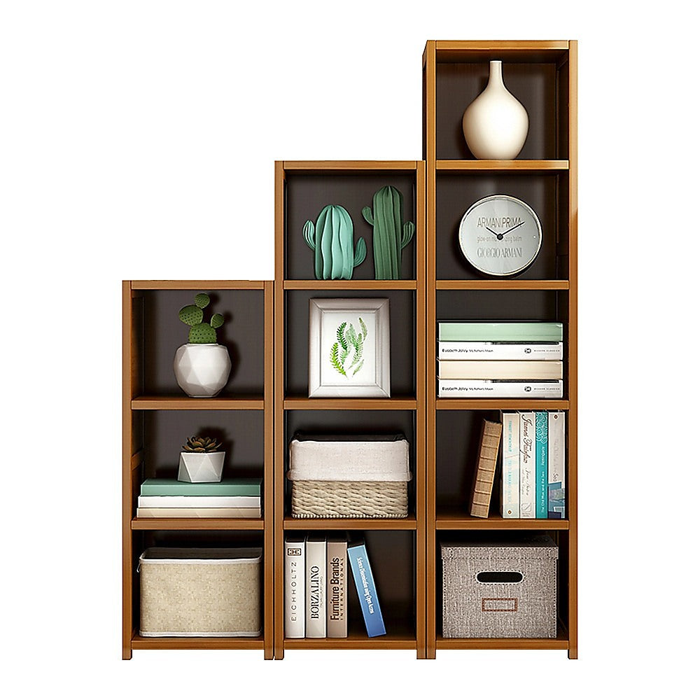 Bamboo Adjustable Shelf Bookcase Display Storage Rack Stand Livingroom Bedroom Set 8