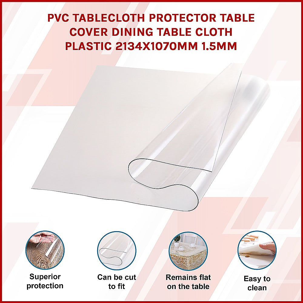PVC Tablecloth Protector Table Cover Dining Table Cloth Plastic 2134x1070mm 1.5mm 3