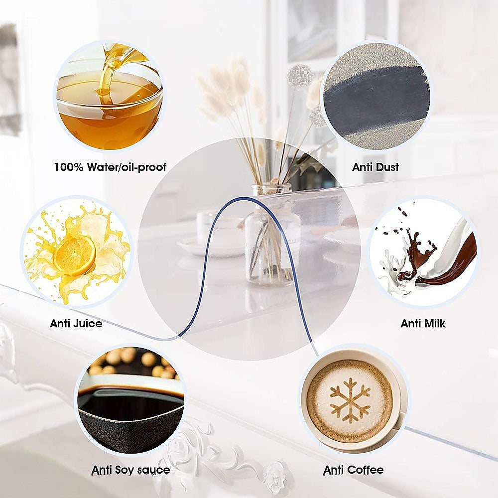 PVC Tablecloth Protector Table Cover Dining Table Cloth Plastic 2134x1070mm 1.5mm 7