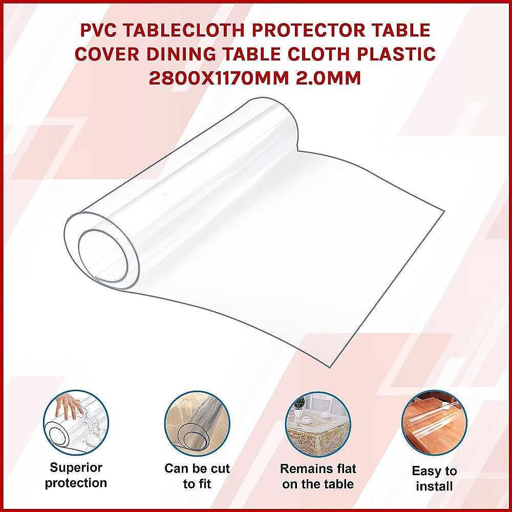 PVC Tablecloth Protector Table Cover Dining Table Cloth Plastic 2800x1170mm 2.0mm