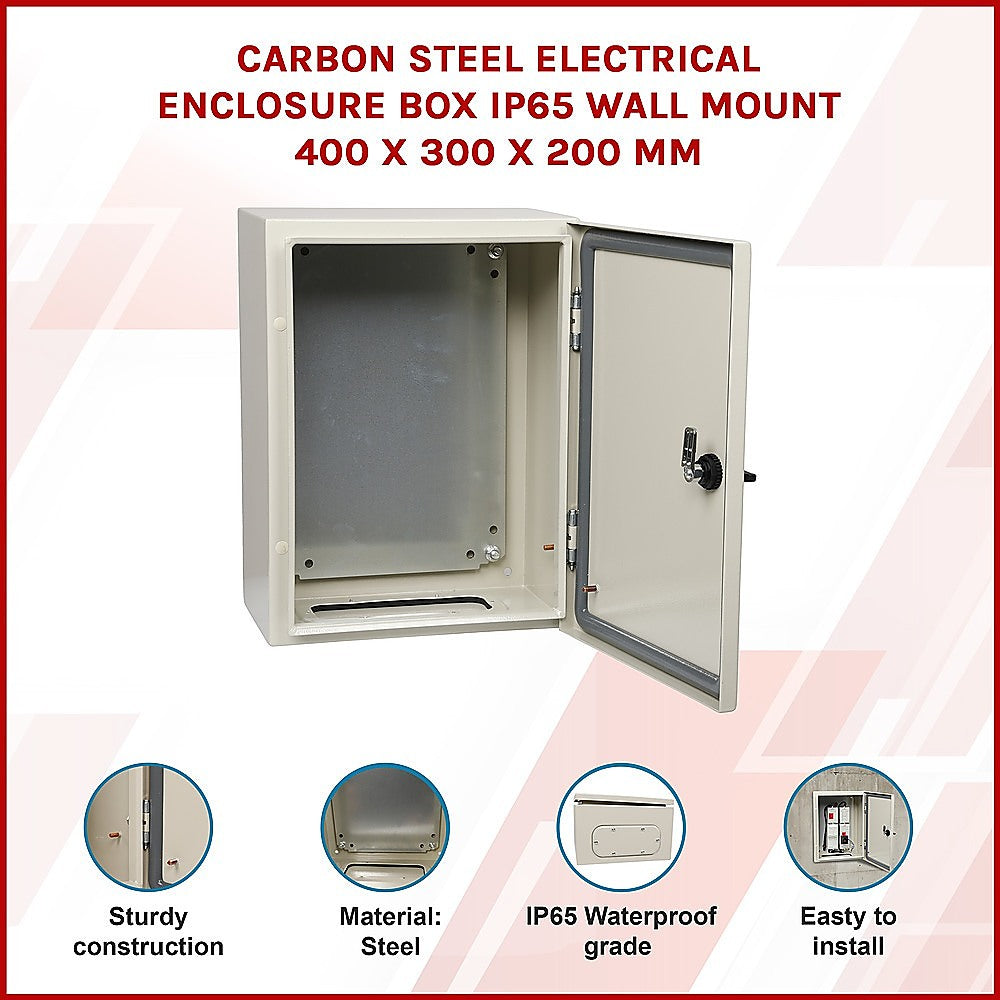 Carbon Steel Electrical Enclosure Box IP65 Wall Mount 400 x 300 x 200 mm 3