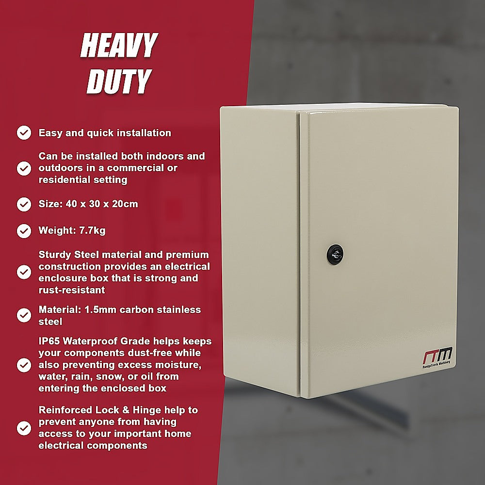 Carbon Steel Electrical Enclosure Box IP65 Wall Mount 400 x 300 x 200 mm 13