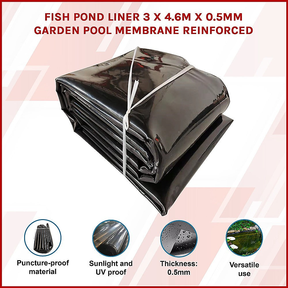 Fish Pond Liner 3 x 4.6m x 0.5mm Garden Pool Membrane Reinforced 3