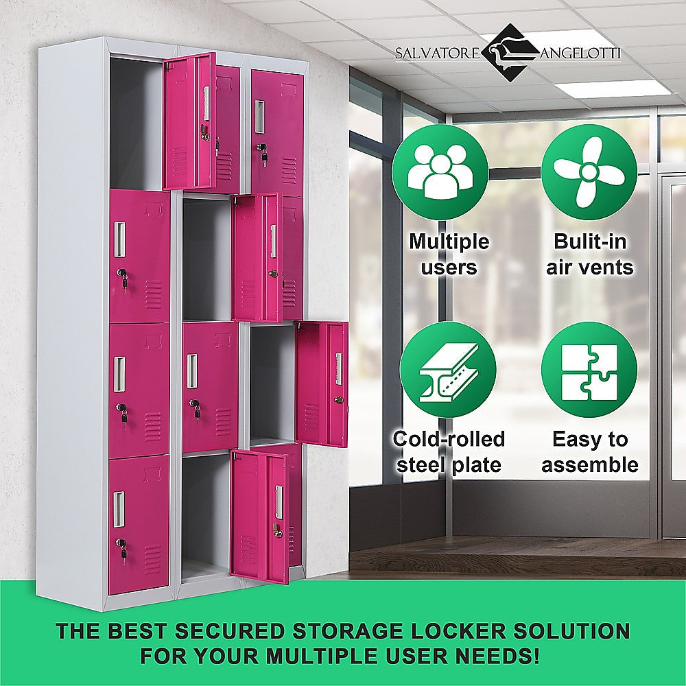 12-Door Locker for Office Gym Shed School Home Storage - Standard Lock with 2 Keys 5