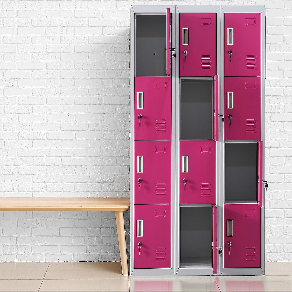 12-Door Locker for Office Gym Shed School Home Storage - Standard Lock with 2 Keys 11