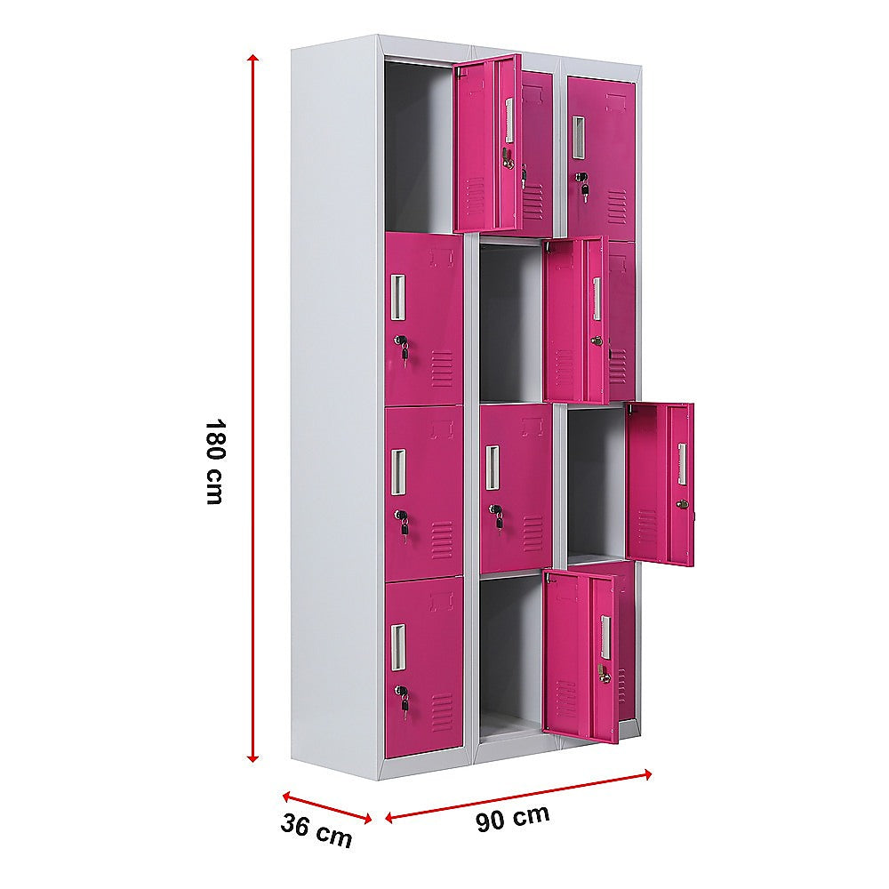 12-Door Locker for Office Gym Shed School Home Storage - Standard Lock with 2 Keys 13
