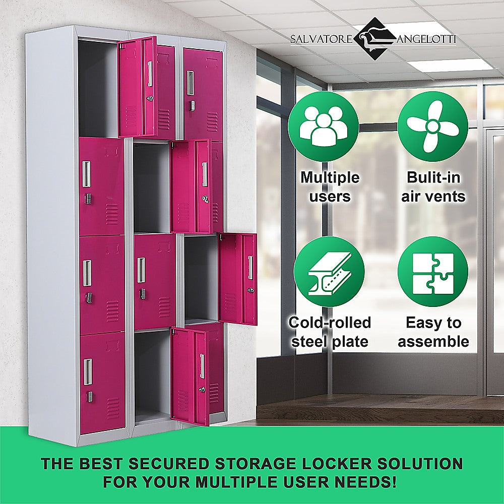 12-Door Locker for Office Gym Shed School Home Storage - Padlock-operated 5