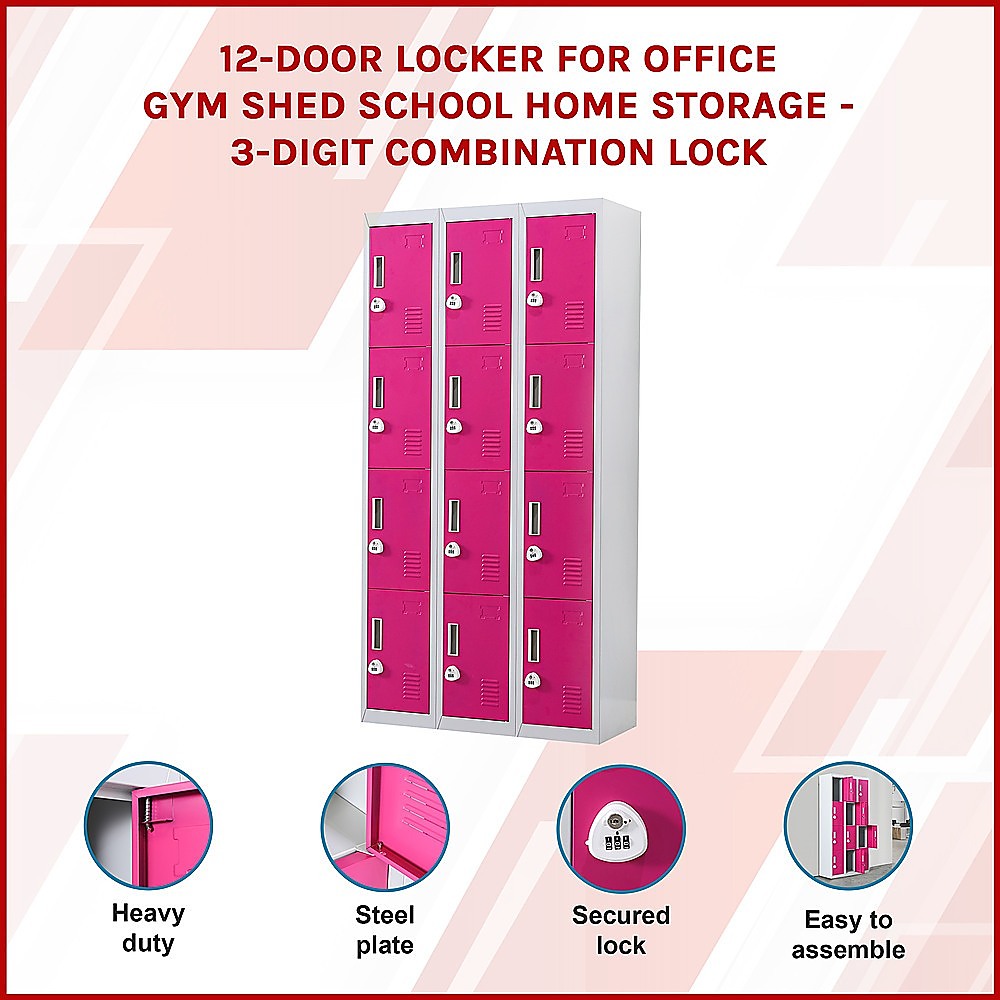 12-Door Locker for Office Gym Shed School Home Storage - 3-Digit Combination Lock 3