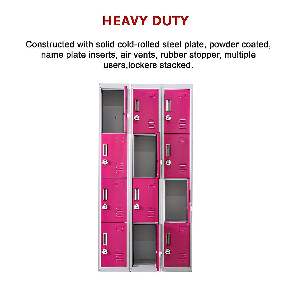 12-Door Locker for Office Gym Shed School Home Storage - 3-Digit Combination Lock 12