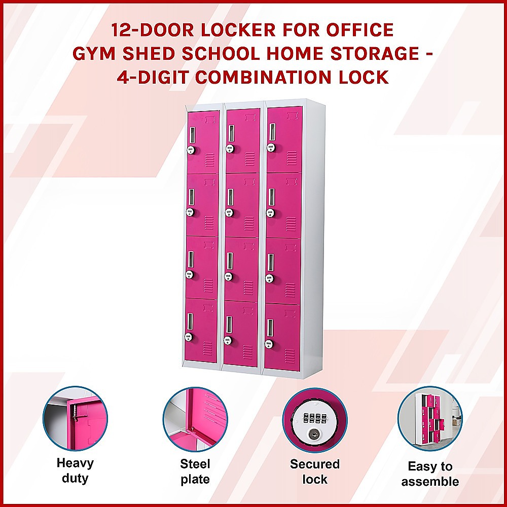 12-Door Locker for Office Gym Shed School Home Storage - 4-Digit Combination Lock 3