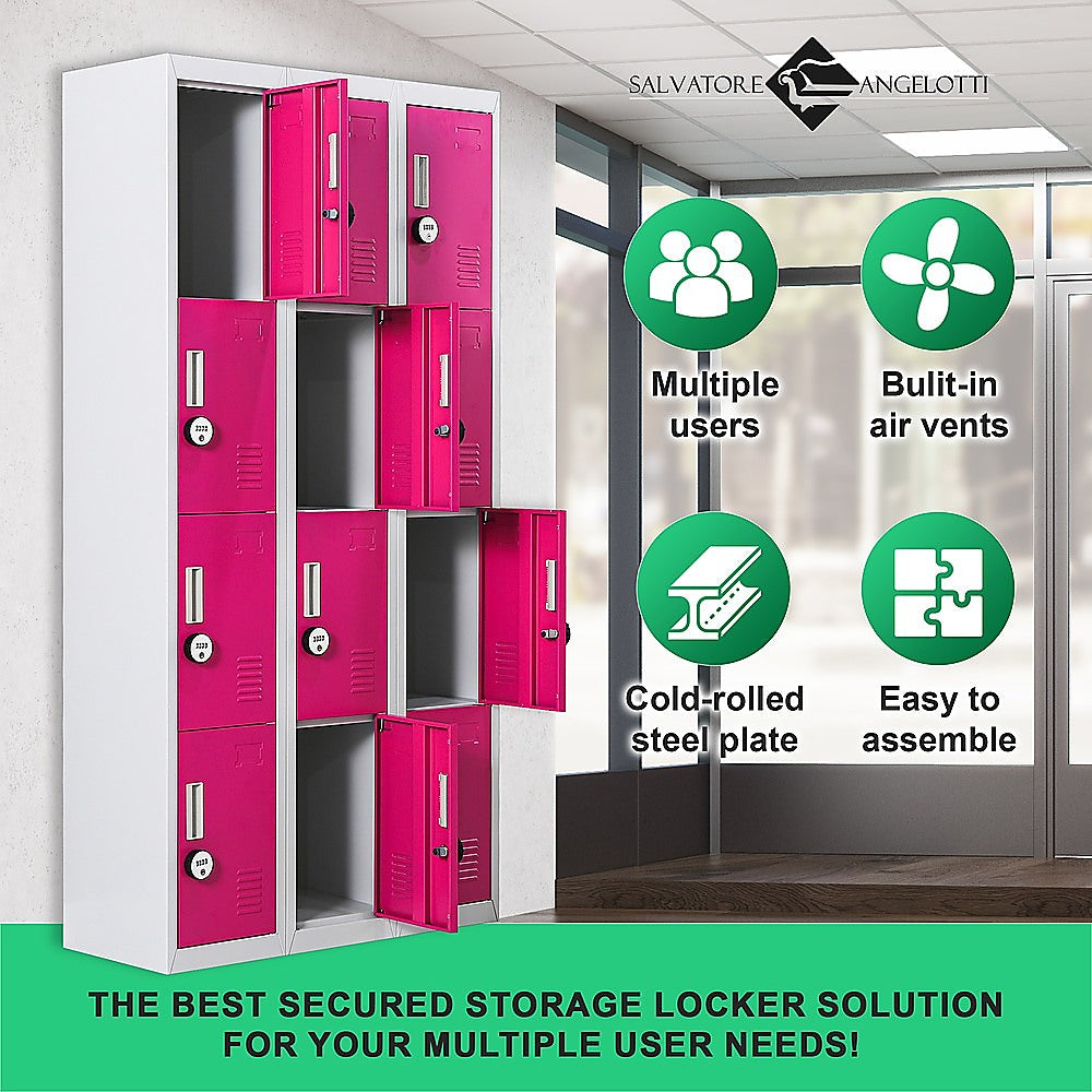 12-Door Locker for Office Gym Shed School Home Storage - 4-Digit Combination Lock 5