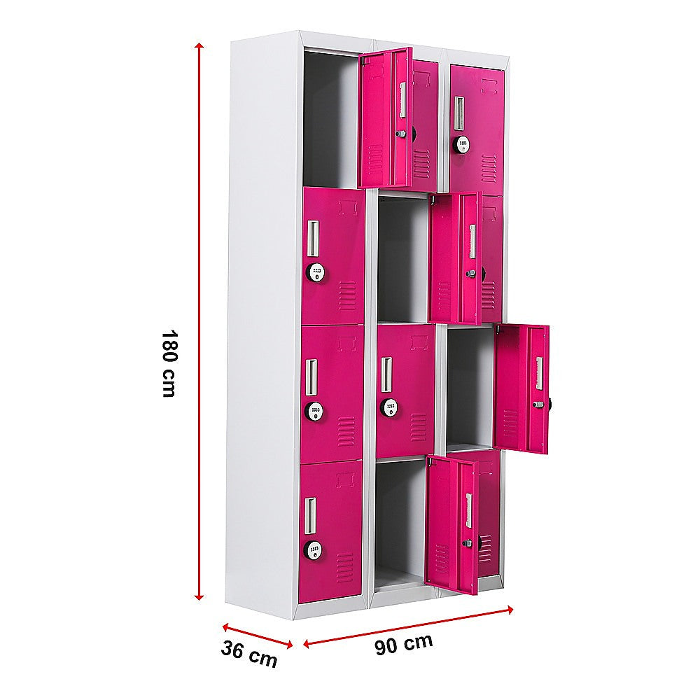 12-Door Locker for Office Gym Shed School Home Storage - 4-Digit Combination Lock 13