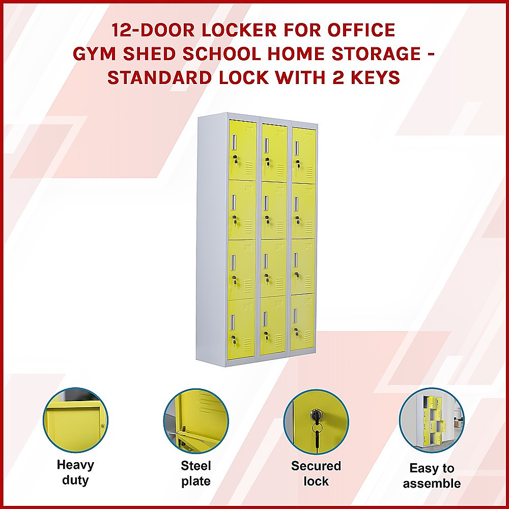 12-Door Locker for Office Gym Shed School Home Storage - Standard Lock with 2 Keys 3