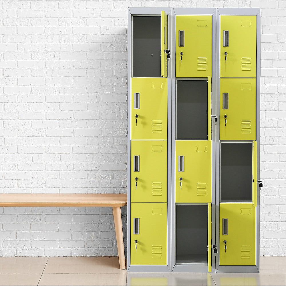 12-Door Locker for Office Gym Shed School Home Storage - Standard Lock with 2 Keys 5