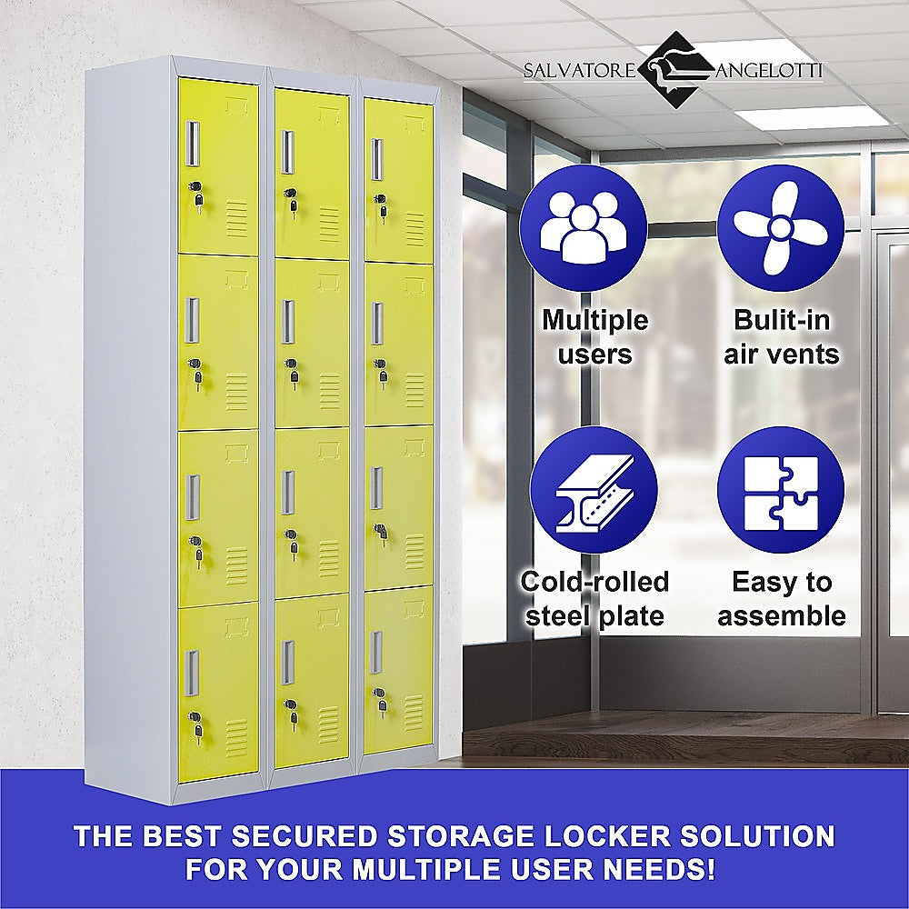 12-Door Locker for Office Gym Shed School Home Storage - Standard Lock with 2 Keys 6