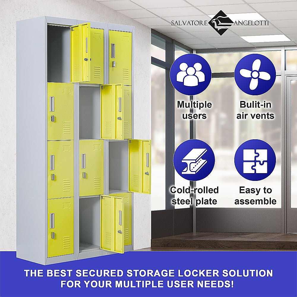 12-Door Locker for Office Gym Shed School Home Storage - Padlock-operated 5