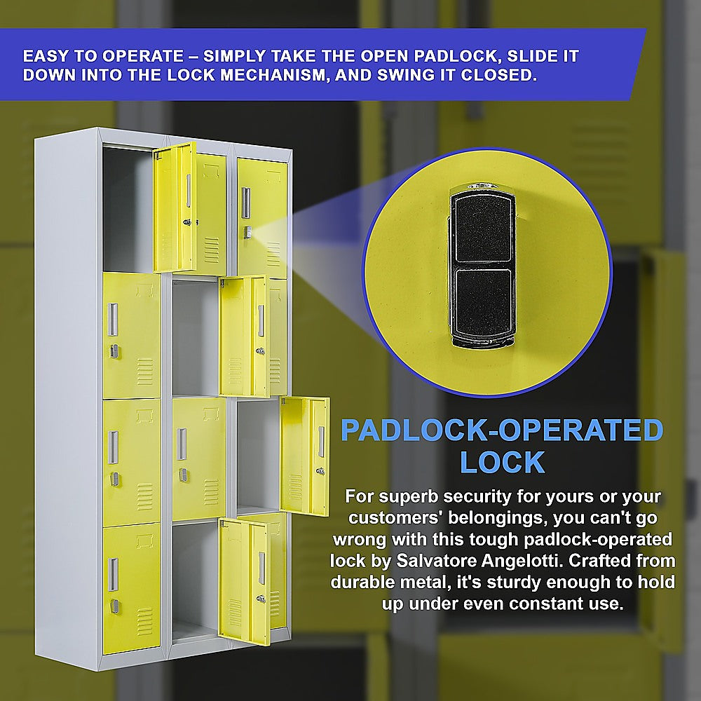 12-Door Locker for Office Gym Shed School Home Storage - Padlock-operated 10