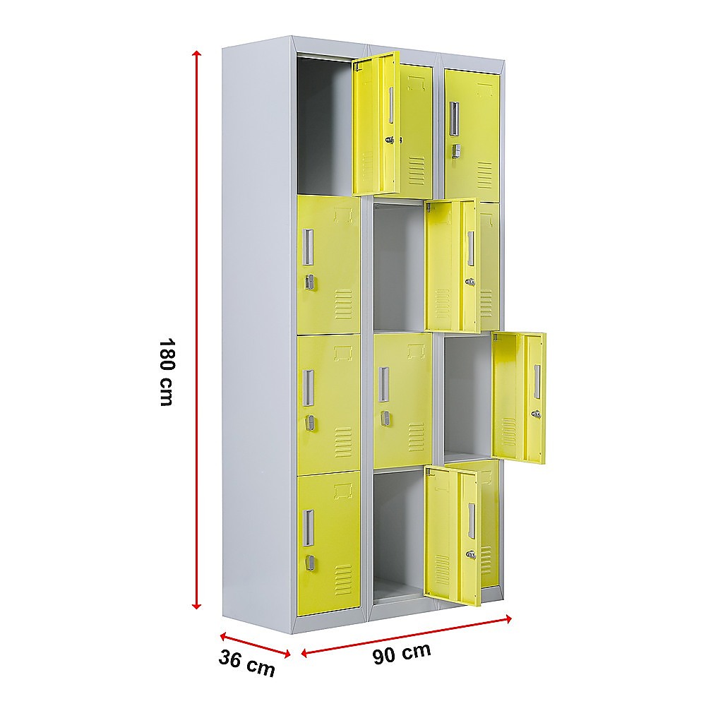 12-Door Locker for Office Gym Shed School Home Storage - Padlock-operated 13