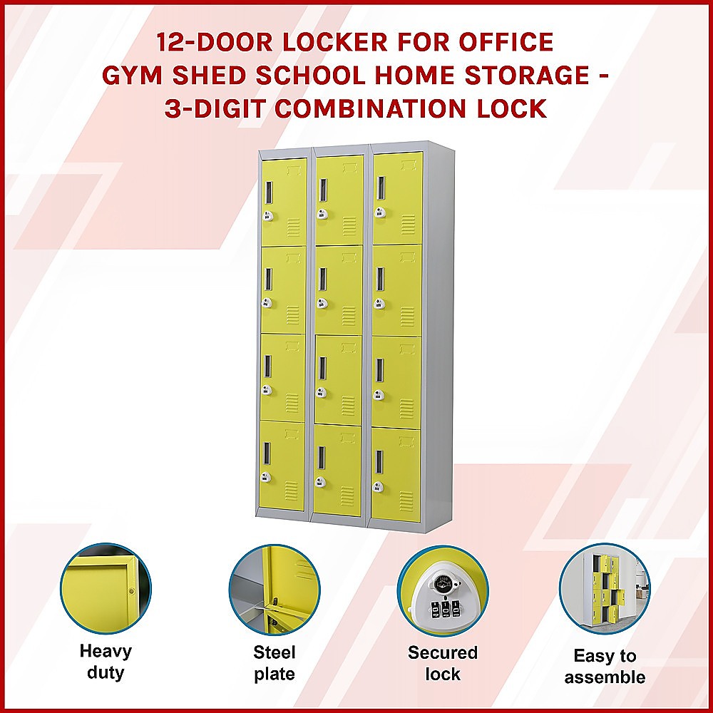 12-Door Locker for Office Gym Shed School Home Storage - 3-Digit Combination Lock 3