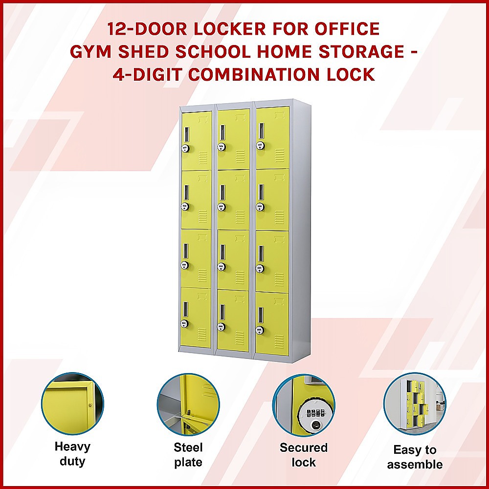 12-Door Locker for Office Gym Shed School Home Storage - 4-Digit Combination Lock 3