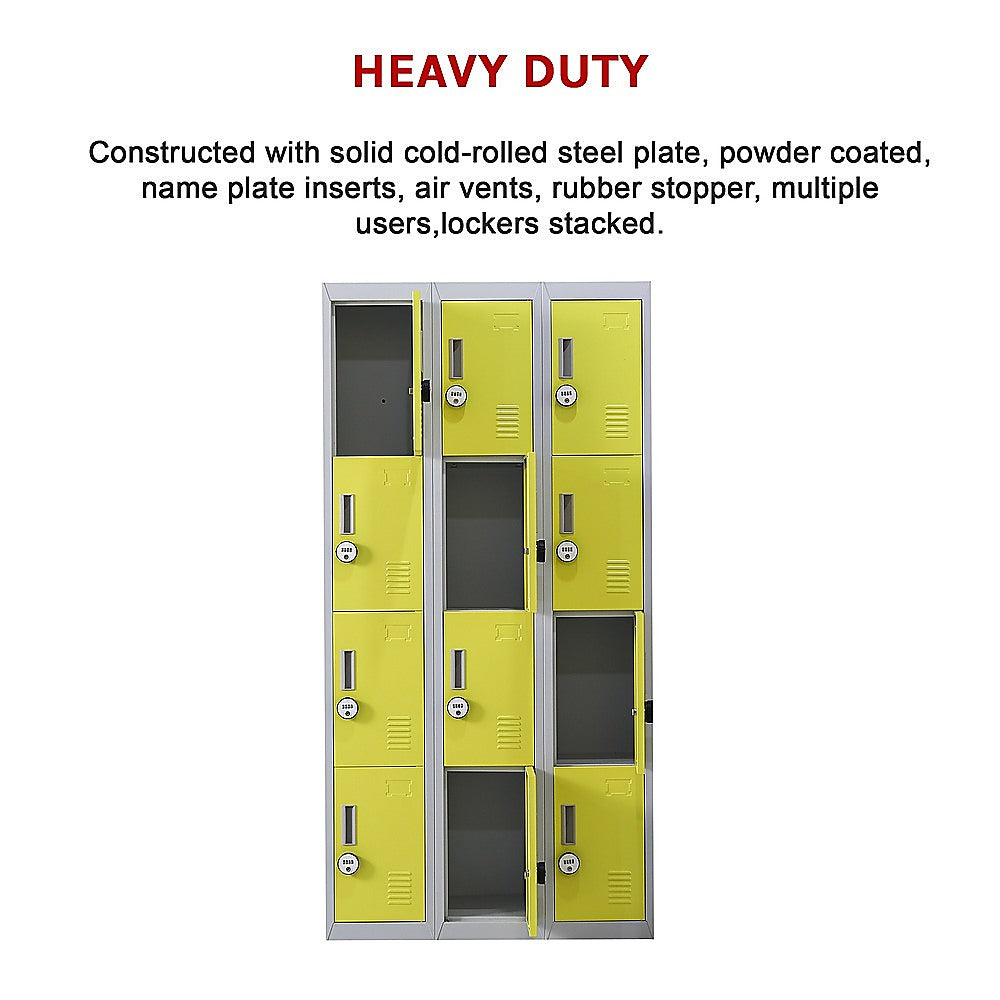 12-Door Locker for Office Gym Shed School Home Storage - 4-Digit Combination Lock 12