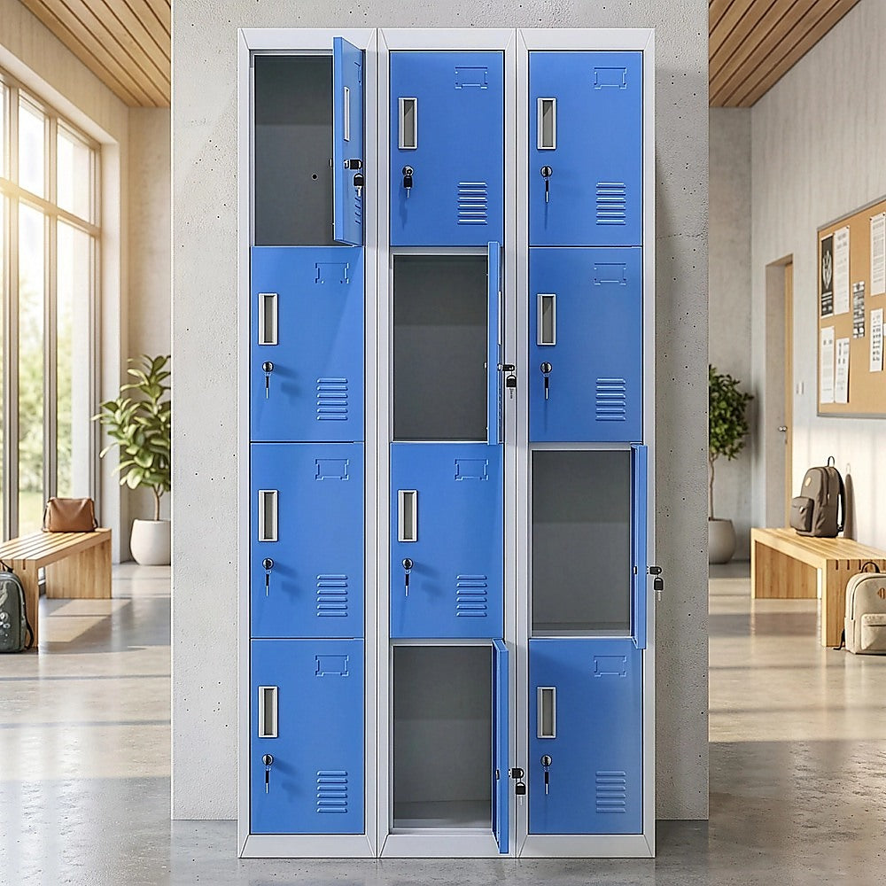 12-Door Locker for Office Gym Shed School Home Storage - Standard Lock with Keys 5