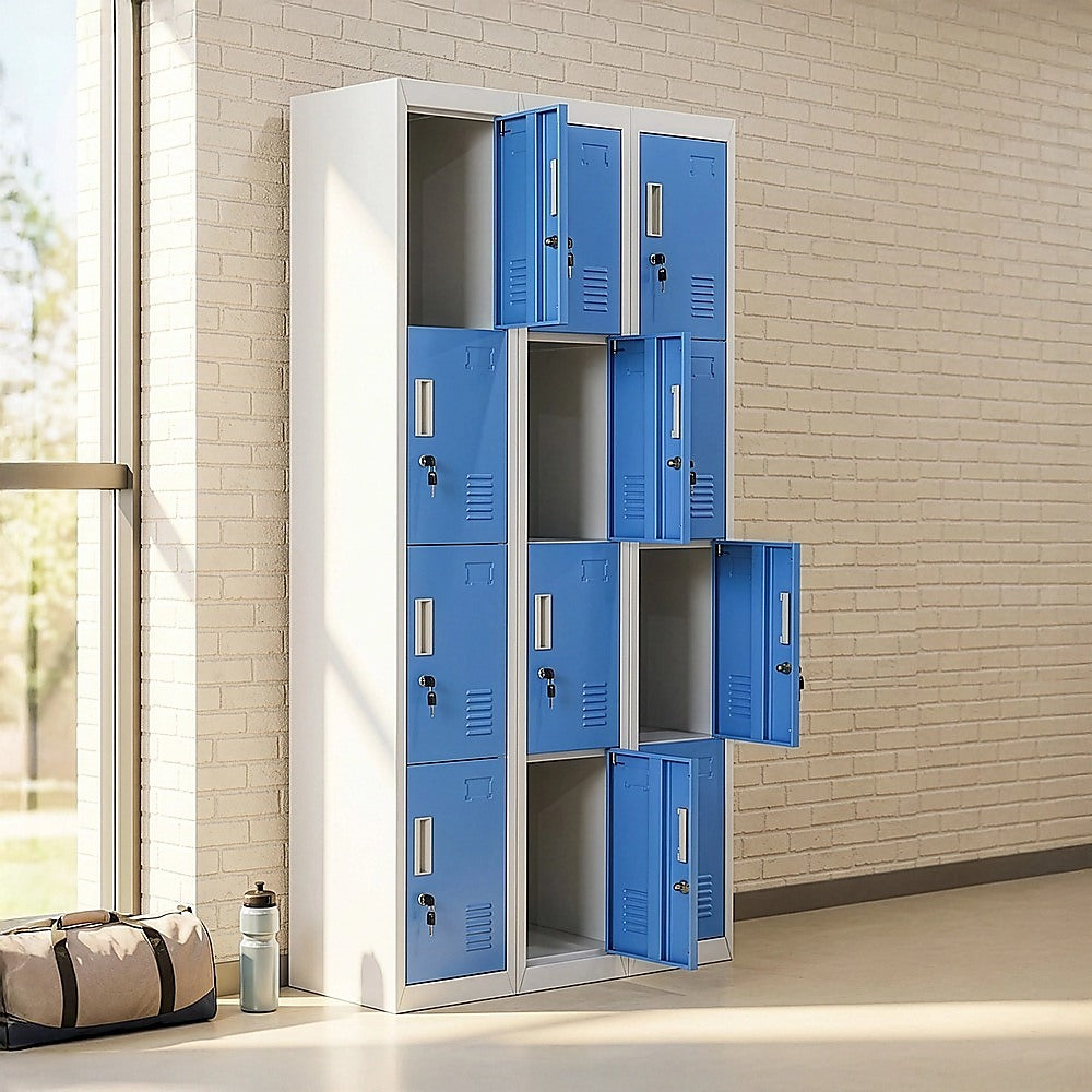 12-Door Locker for Office Gym Shed School Home Storage - Standard Lock with Keys 7