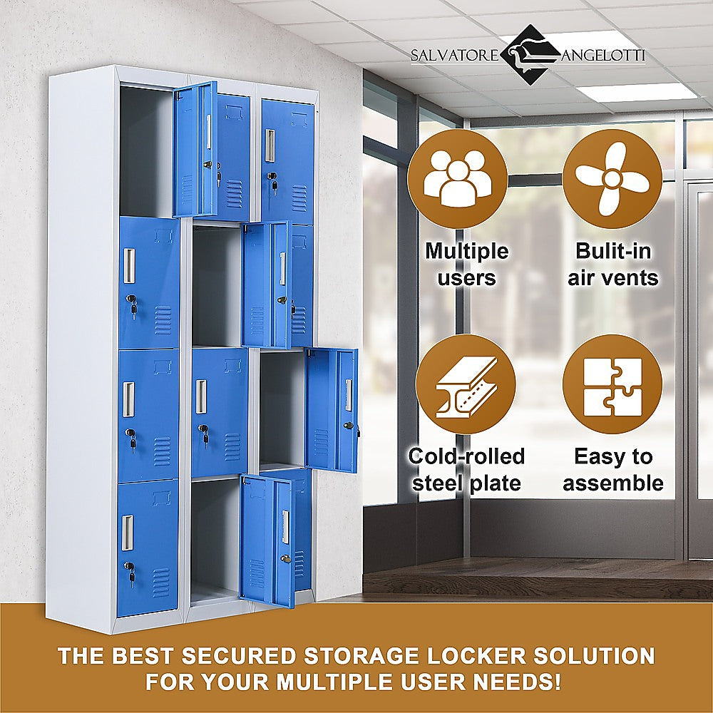12-Door Locker for Office Gym Shed School Home Storage - Standard Lock with Keys 9