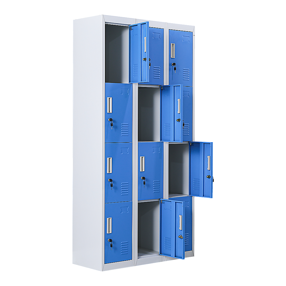 12-Door Locker for Office Gym Shed School Home Storage - Standard Lock with Keys 8