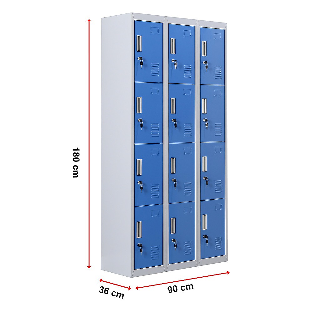 12-Door Locker for Office Gym Shed School Home Storage - Standard Lock with Keys 14