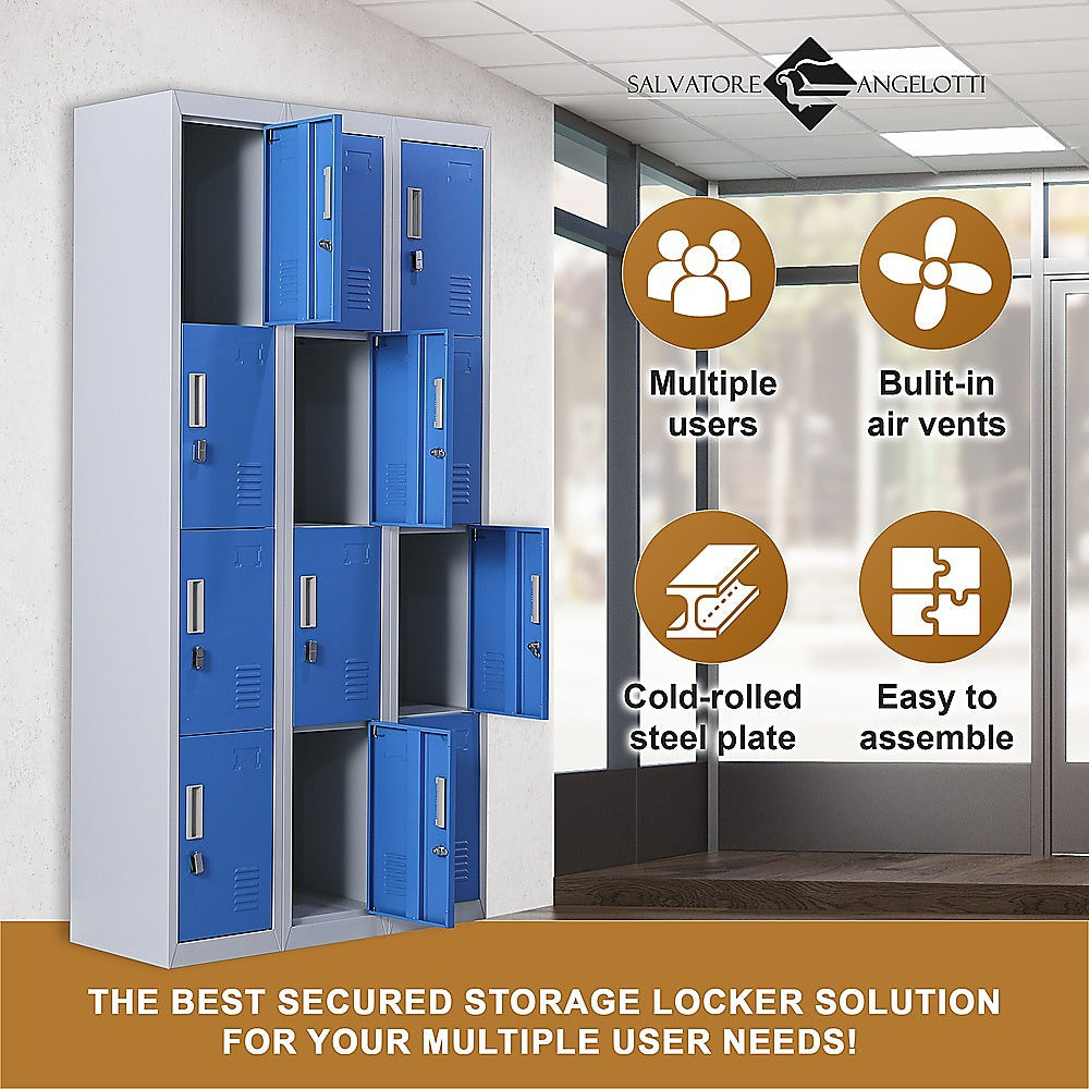 12-Door Locker for Office Gym Shed School Home Storage - Padlock-operated 4