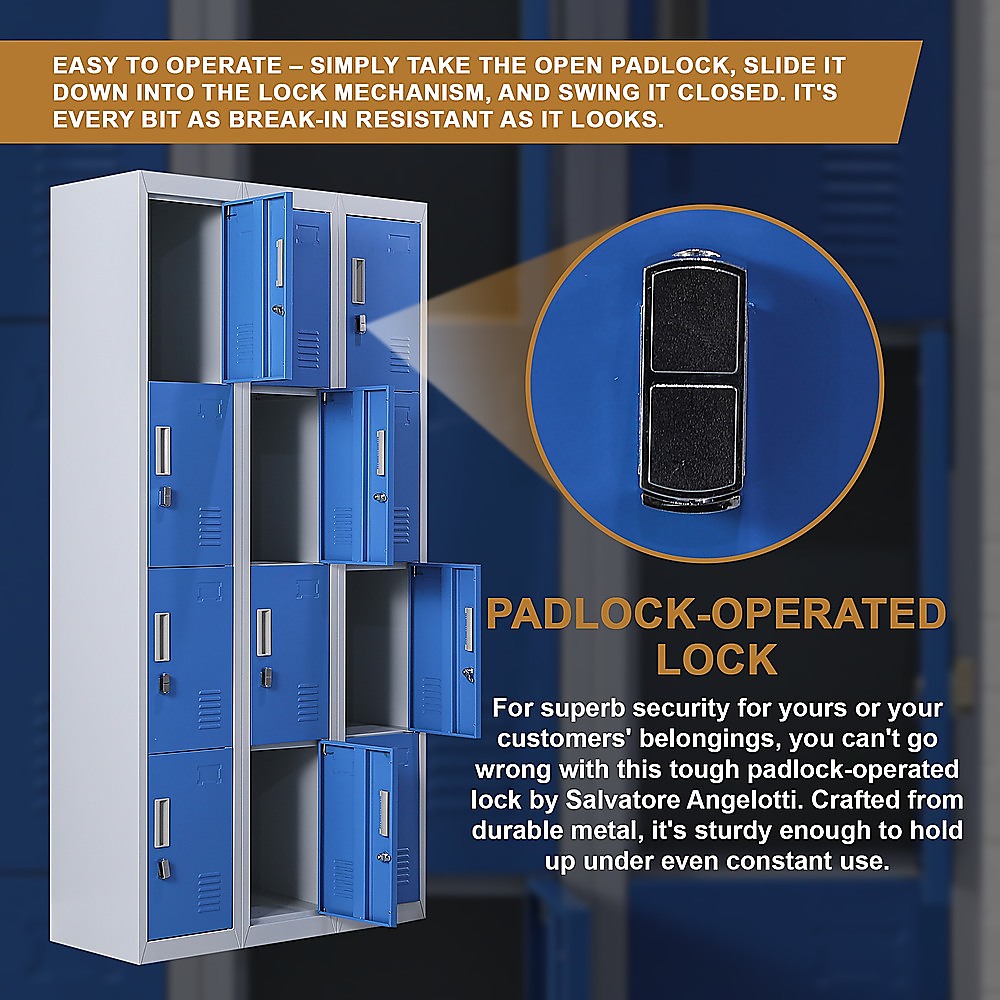 12-Door Locker for Office Gym Shed School Home Storage - Padlock-operated 6